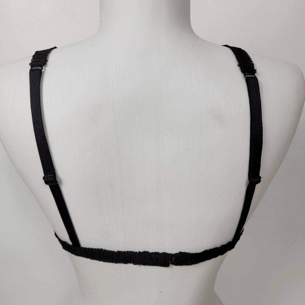 PINK Victoria's Secret Black Velvet  Heart Mesh Bralette Tease M/L - Picture 8 of 11